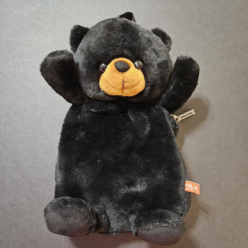 Cuddly Soft Plush Black Bear Backpack 14" by Wild Republic